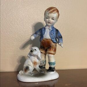 Vintage Boy and Dog Figurine